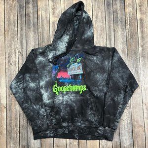 New! Goosebumps Horror Land Tie Dye Hoodie Medium Black Pullover Unisex NWT